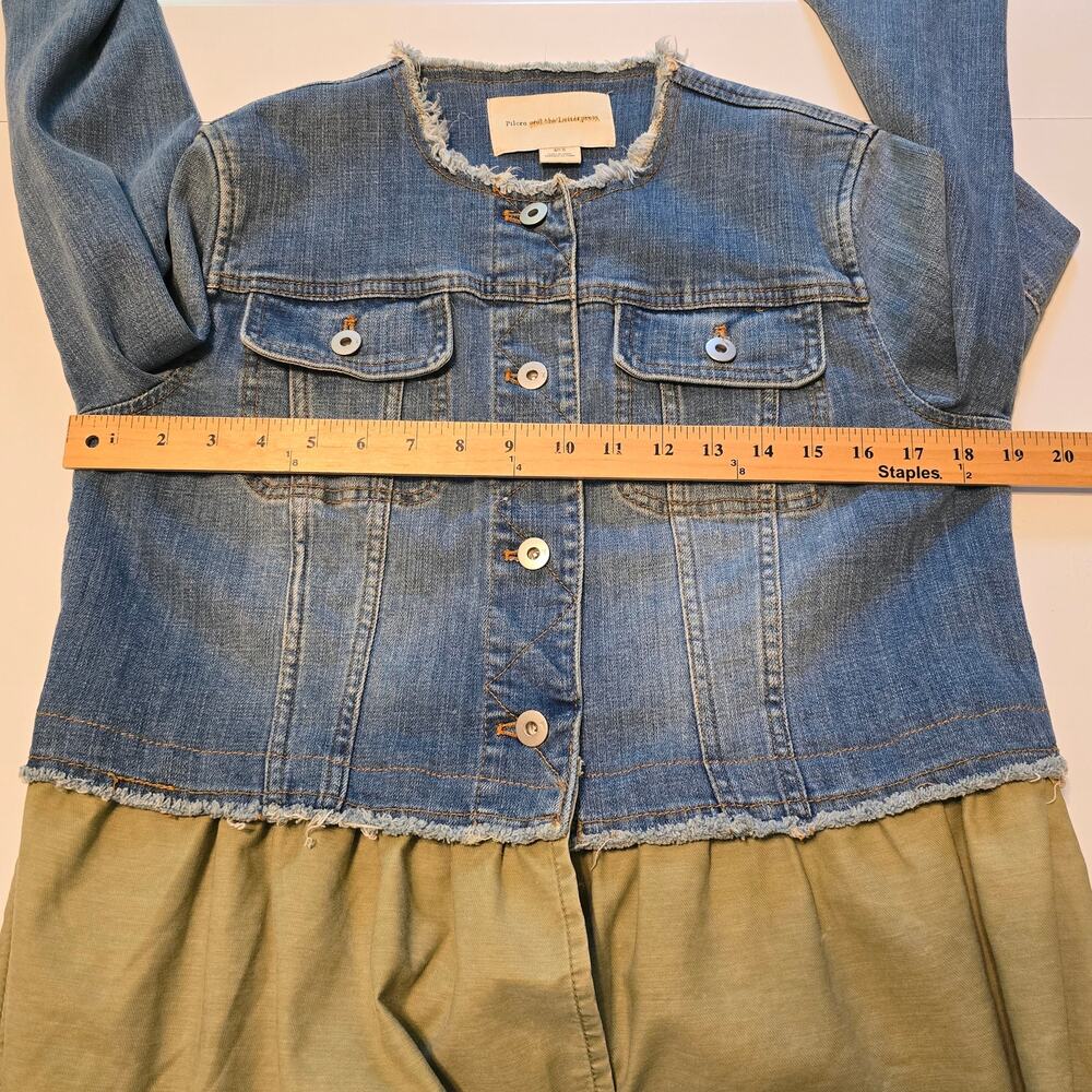 Pilcro and the Letterpress Flounced Denim Jacket Womens Size Small Blue Green - Picture 9 of 10